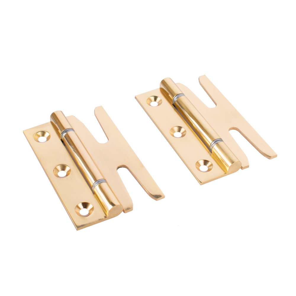 Simplex Solid Brass Hinges with Double Steel Washers (Sold in Pairs) - Polished Brass